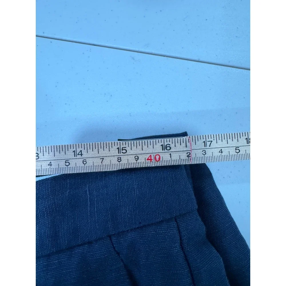 Aritzia Women Navy The Effortless Pant Linen Blend Wide Leg Pleated 12